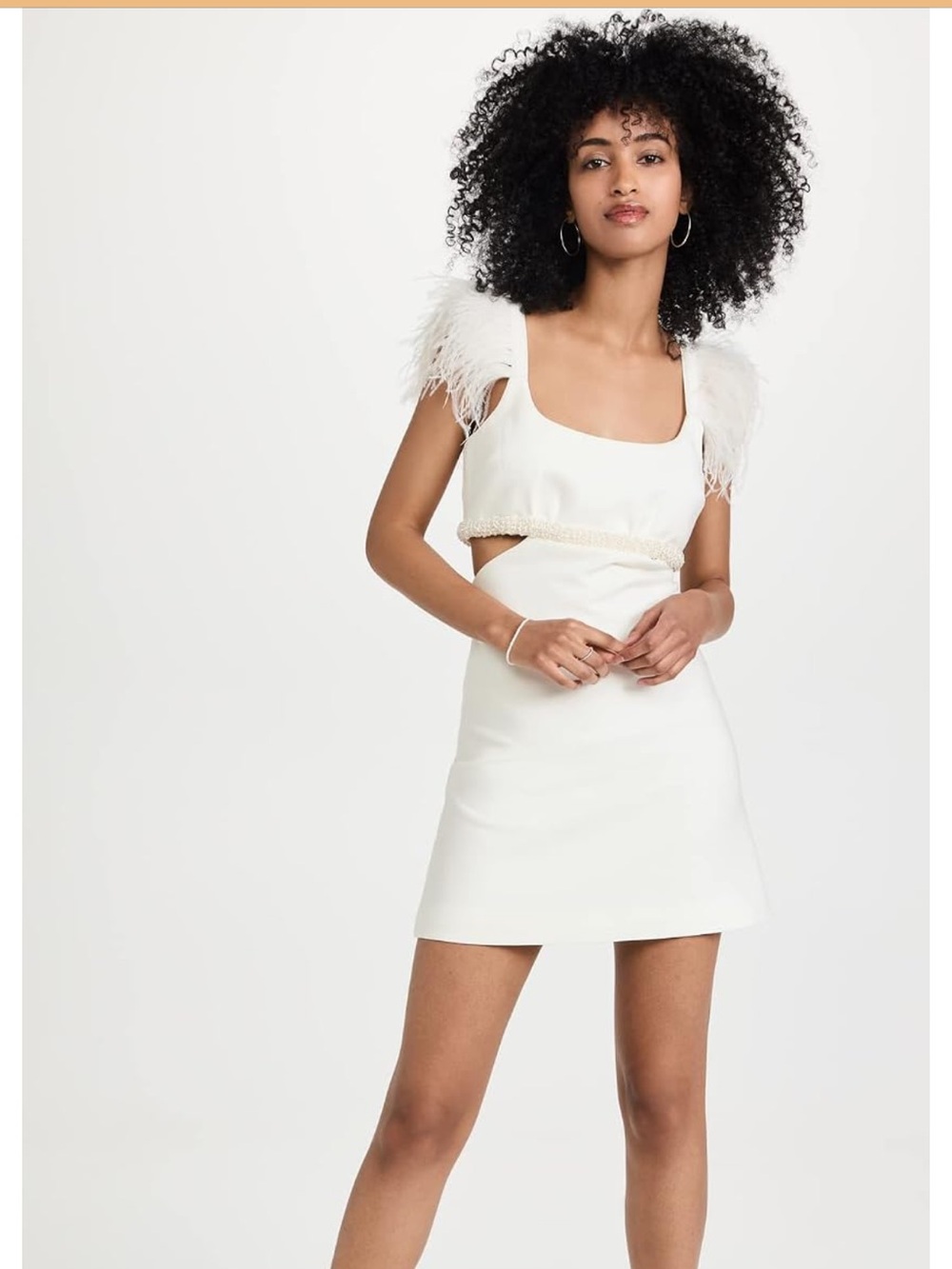 Likely Feather Trim Taliah Mini Dress in White Size 8 Like New